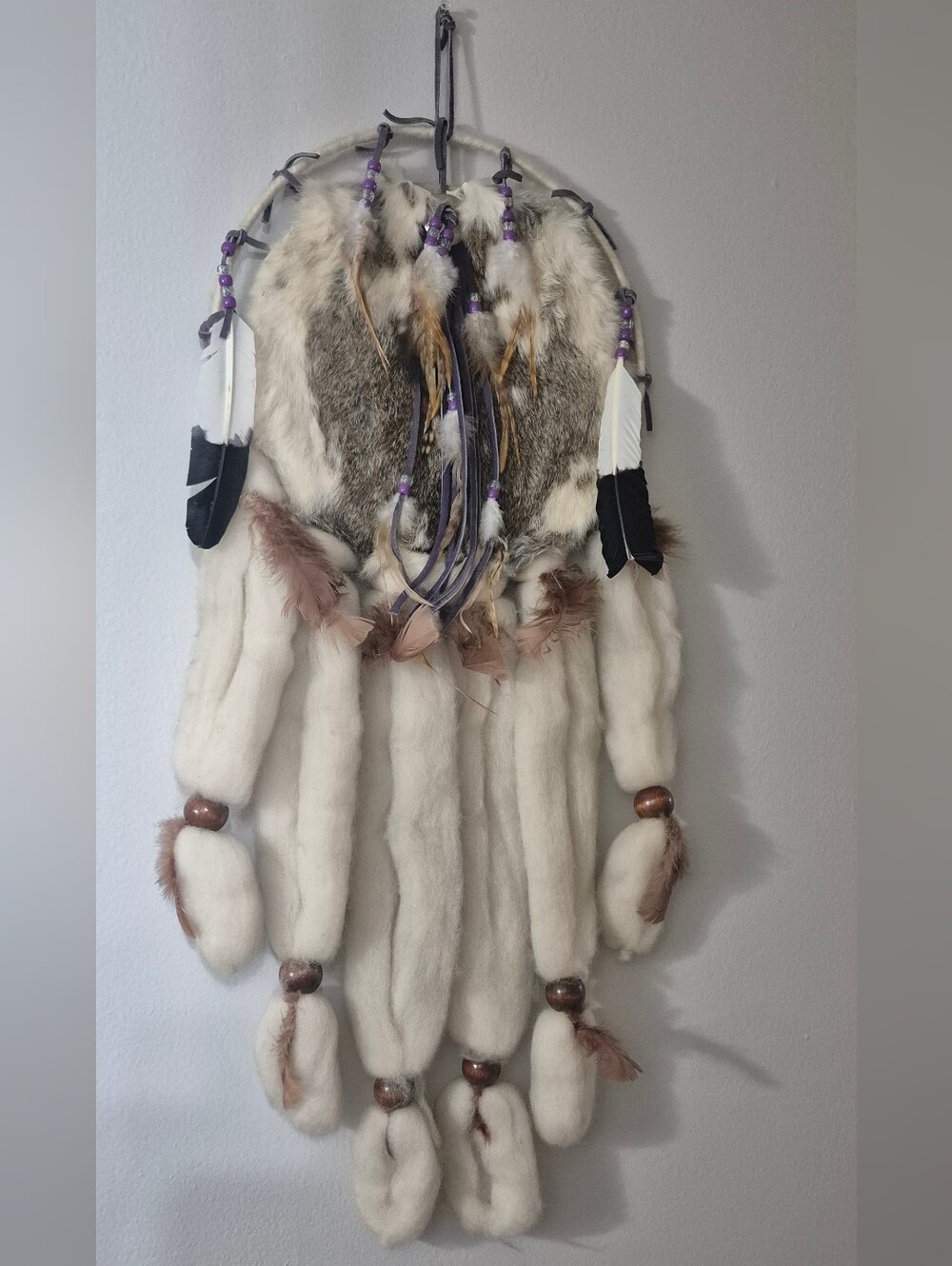 Large Wool & Fur Dream Catcher-Native American